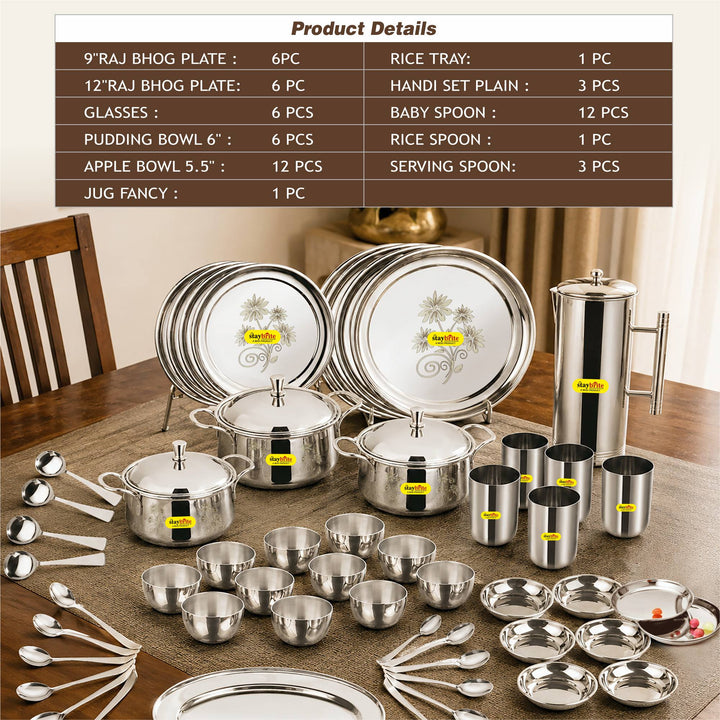 Staybrite Stainless Steel Dinner Set 57 Pcs | Elegant Dining Set