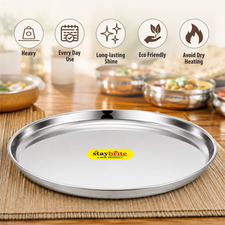 Staybrite Stainless Steel Kanchan Begi Plate Set of 6 | Dinner Plate Set