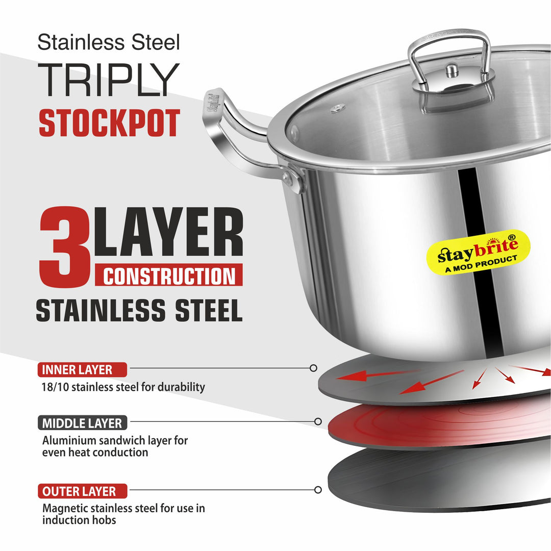 Staybrite Triply Stock Pot | 3-Ply Stainless Steel