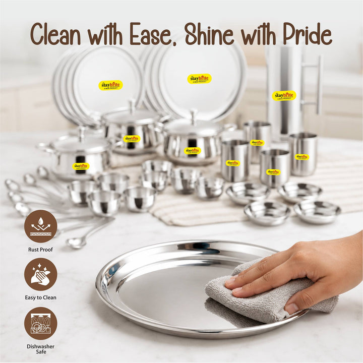 Staybrite Stainless Steel Dinner Set 57 Pcs | Elegant Dining Set
