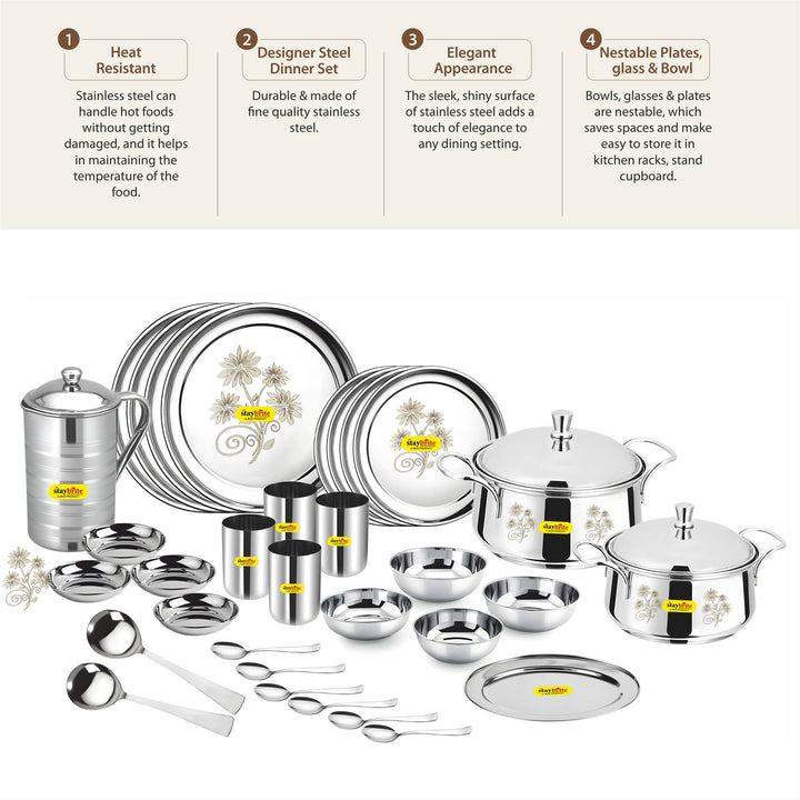Staybrite Stainless Steel Dinner Set 35 Pcs | Economy Dining Set