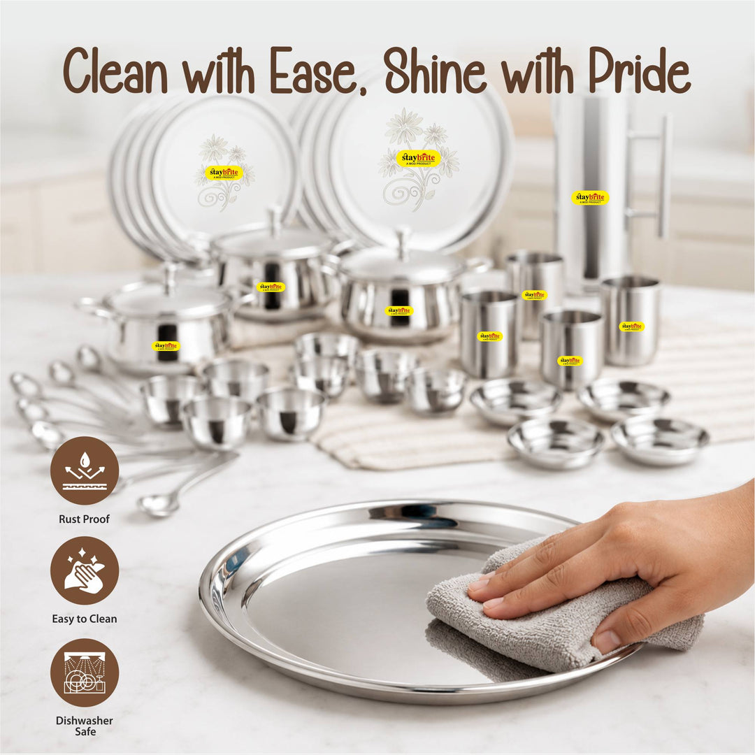Staybrite Stainless Steel Dinner Set 57 Pcs | Elegant Dining Set