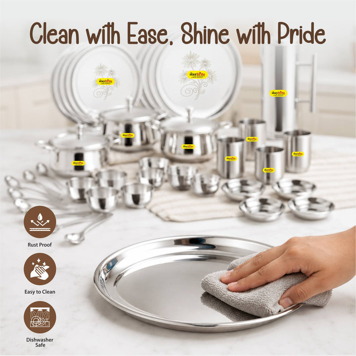 Staybrite Stainless Steel Dinner Set 57 Pcs | Elegant Dining Set