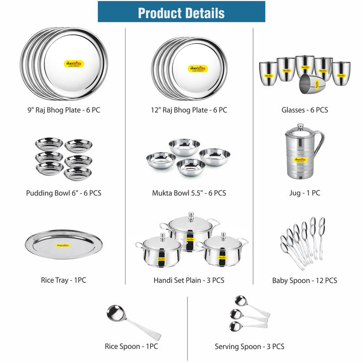 Staybrite Stainless Steel Dinner Set 51 Pcs | Complete Family Set