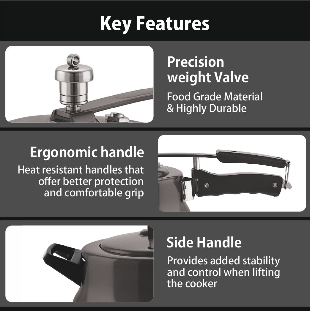 Hard Anodized Matki Pressure Cooker | Thick Bottom, Fast and Nutritious Cooking for Indian Kitchen