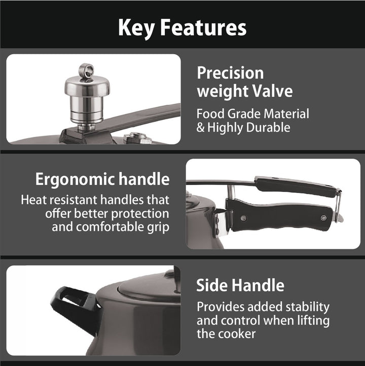 Hard Anodized Matki Pressure Cooker | Thick Bottom, Fast and Nutritious Cooking for Indian Kitchen