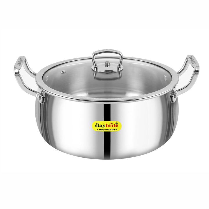 Staybrite Triply Handi with Lid | Stainless Steel Cooking Handi
