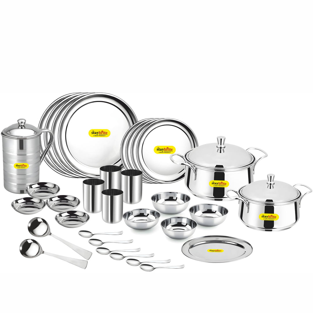 Staybrite Stainless Steel Dinner Set 35 Pcs | Economy Dining Set