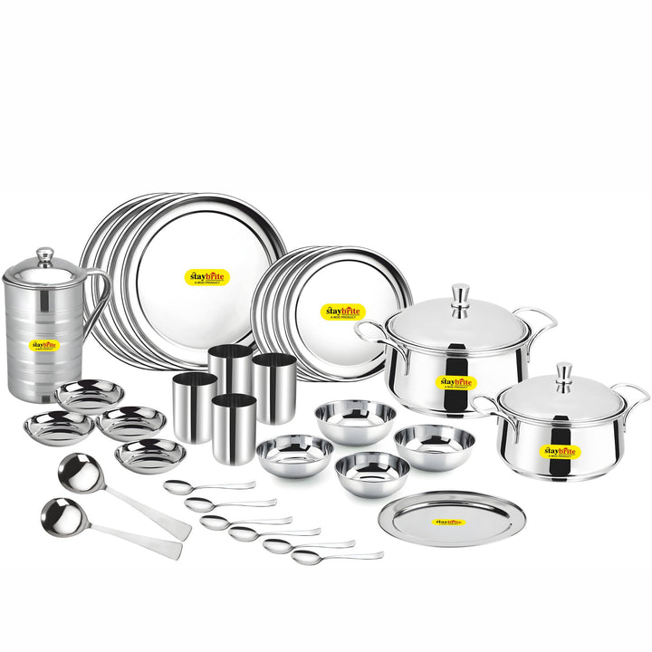 Staybrite Stainless Steel Dinner Set 35 Pcs | Economy Dining Set