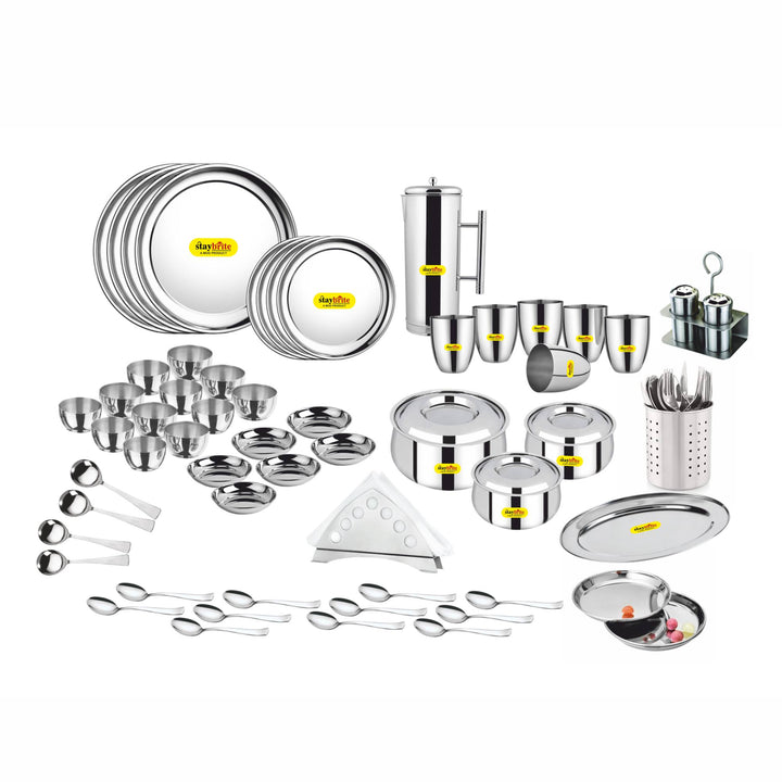 Staybrite Stainless Steel Dinner Set 61 Pcs | All-in-One Dining Set