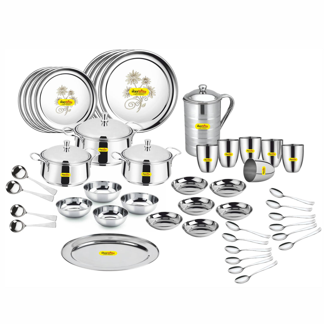 Staybrite Stainless Steel Dinner Set 51 Pcs | Complete Family Set
