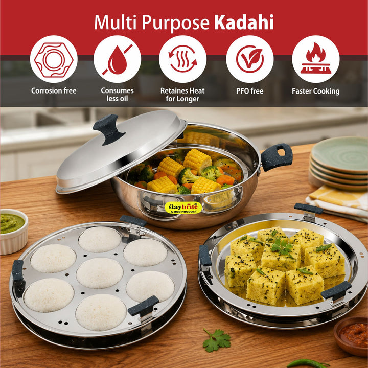 Staybrite Triply Stainless Steel Multi - Purpose 28 CM Kadai