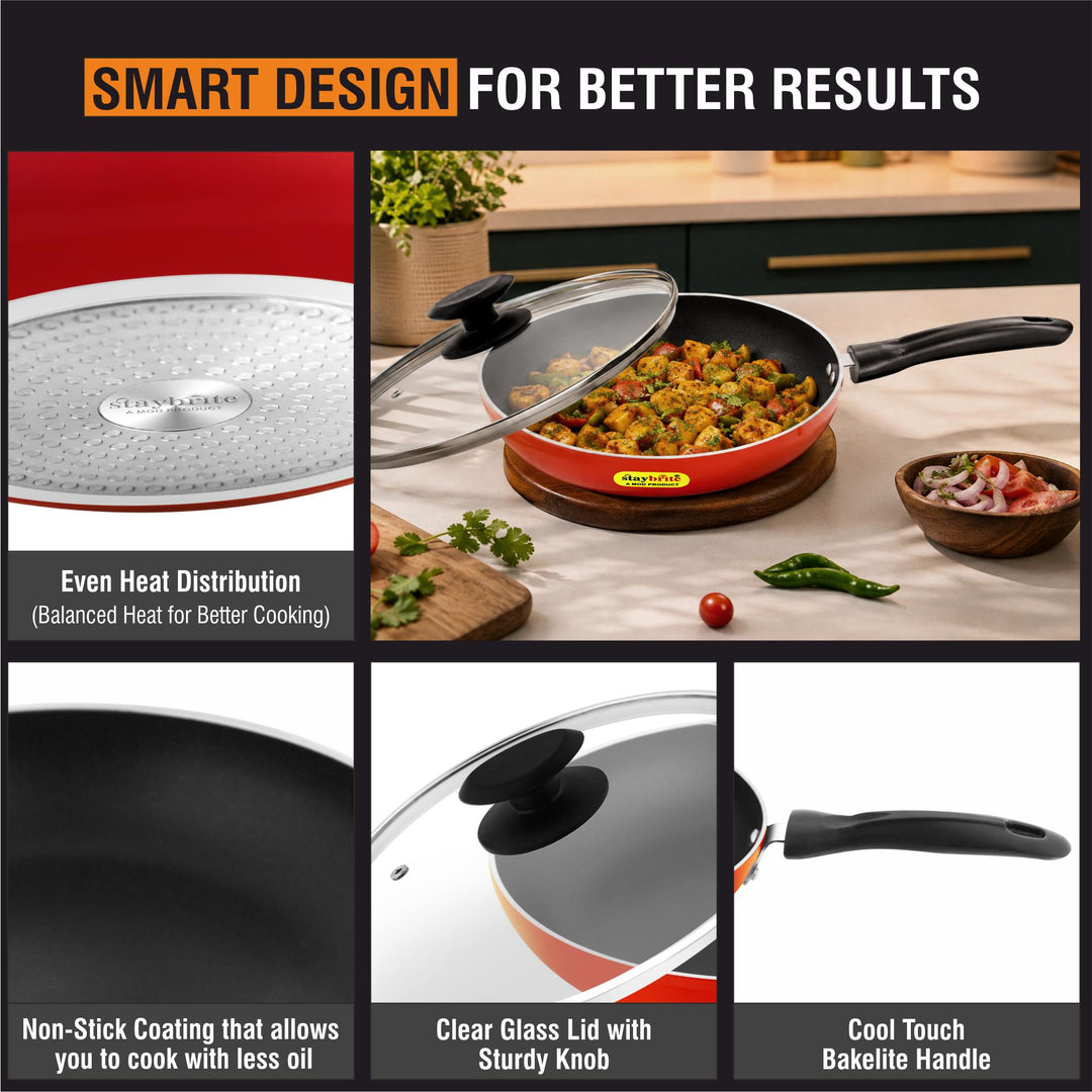 Staybrite Non-Stick Frypan with Glass Lid | Even Heating