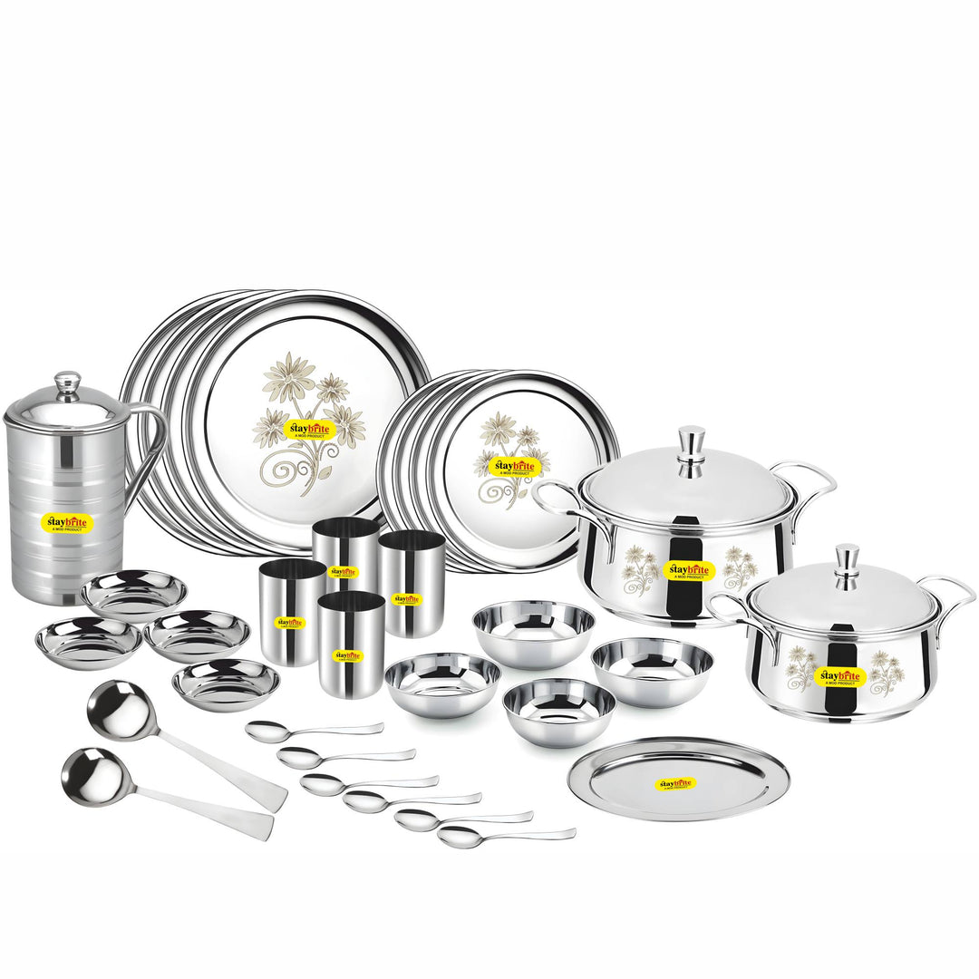 Staybrite Stainless Steel Dinner Set 35 Pcs | Economy Dining Set