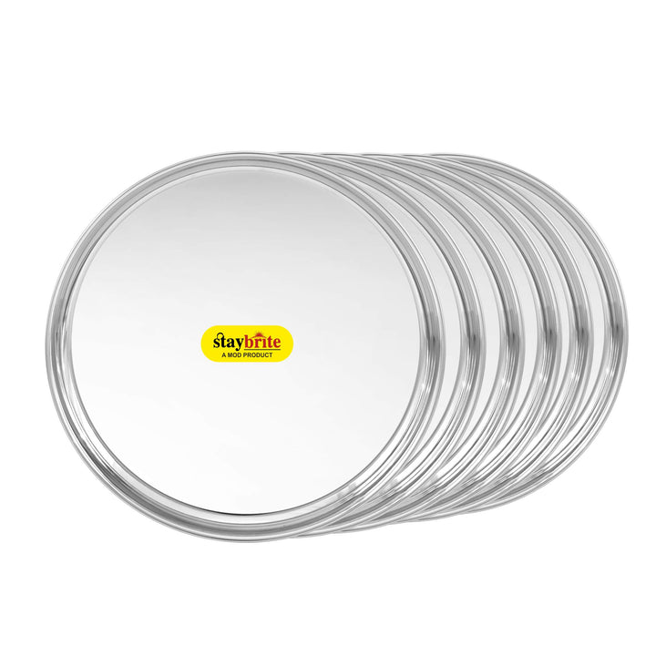 Staybrite Stainless Steel NP Beading Thali Set of 6 | Dinner Thali Set