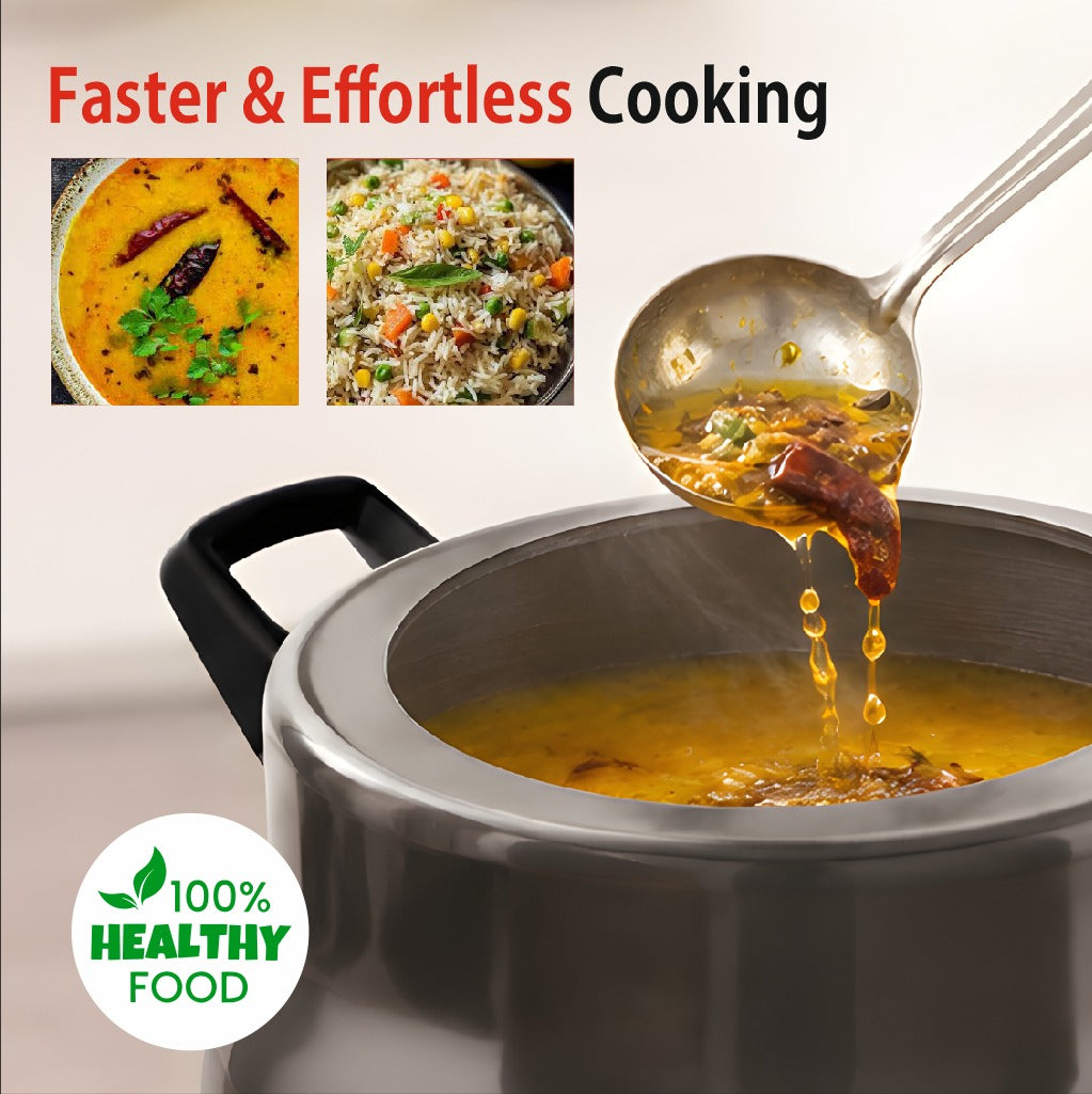 Hard Anodized Matki Pressure Cooker | Thick Bottom, Fast and Nutritious Cooking for Indian Kitchen