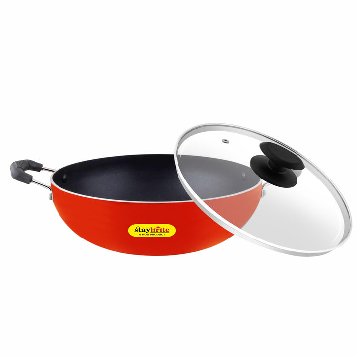 Staybrite Non-Stick Kadai with Glass Lid | Durable Cooking Kadai