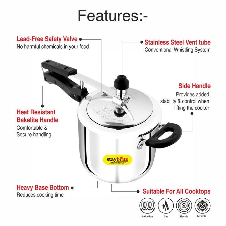 Royal Classic Aluminium Pressure Cooker 4MM Heavy Duty – Fast &amp; Safe Cooking