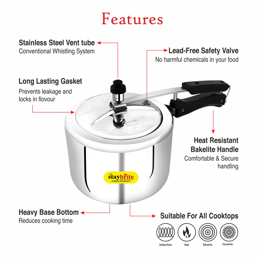 Royal Classic Aluminium Pressure Cooker 4MM Heavy Duty – Fast &amp; Safe Cooking