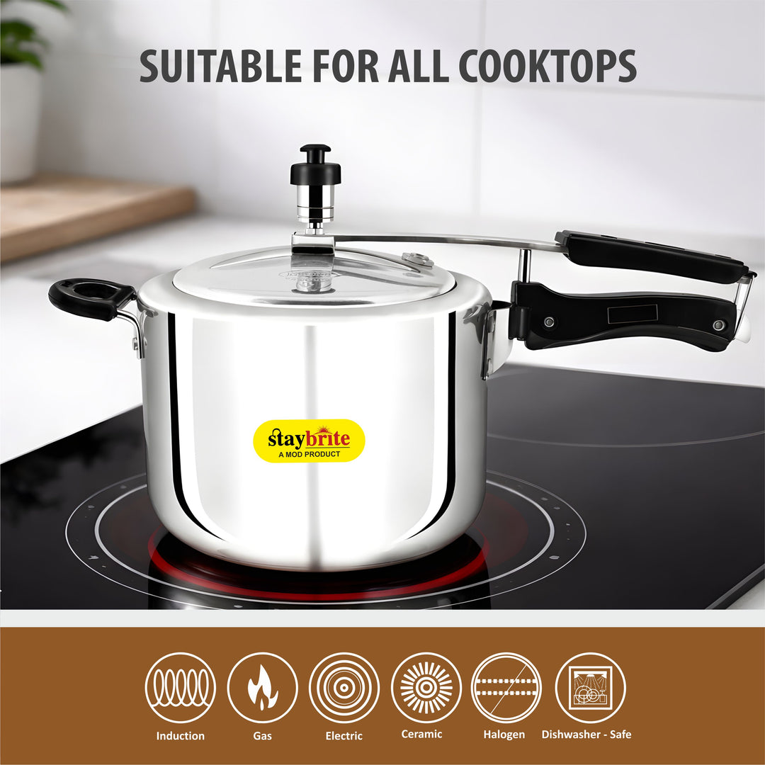 Staybrite Triply Classic Pressure Cooker | Tri-Ply Stainless Steel Outer Lid