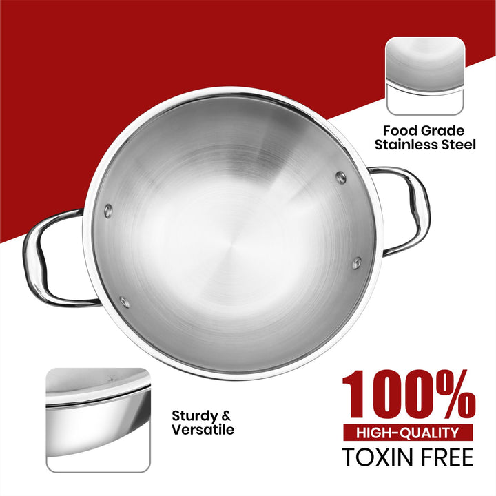 Triply Kadai | 3-Ply Stainless Steel for Even Heat Cooking