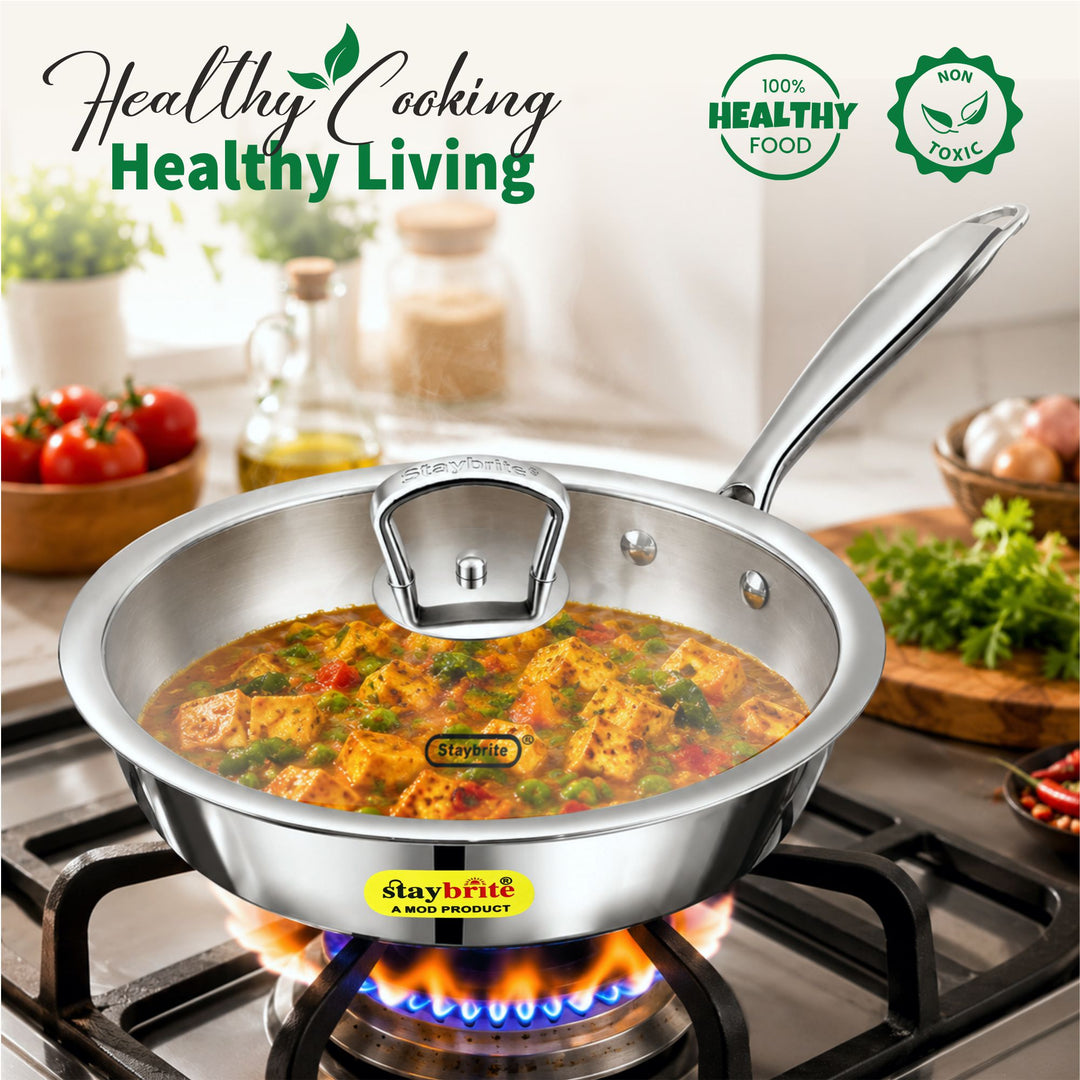 Triply Frypan – 3-Ply Stainless Steel Fry Pan for Healthy, Even &amp; Oil-Efficient Cooking
