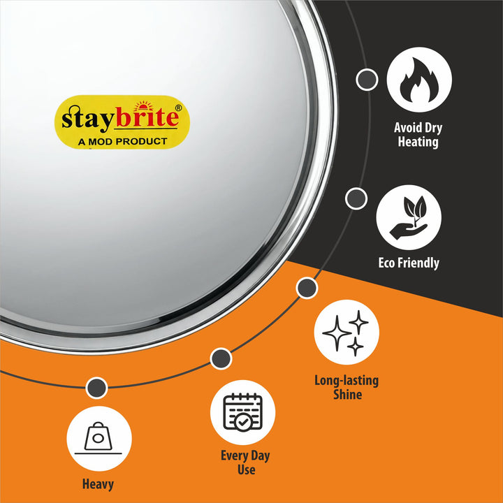 Staybrite Stainless Steel Kanchan Begi Plate Set of 6 | Dinner Plate Set