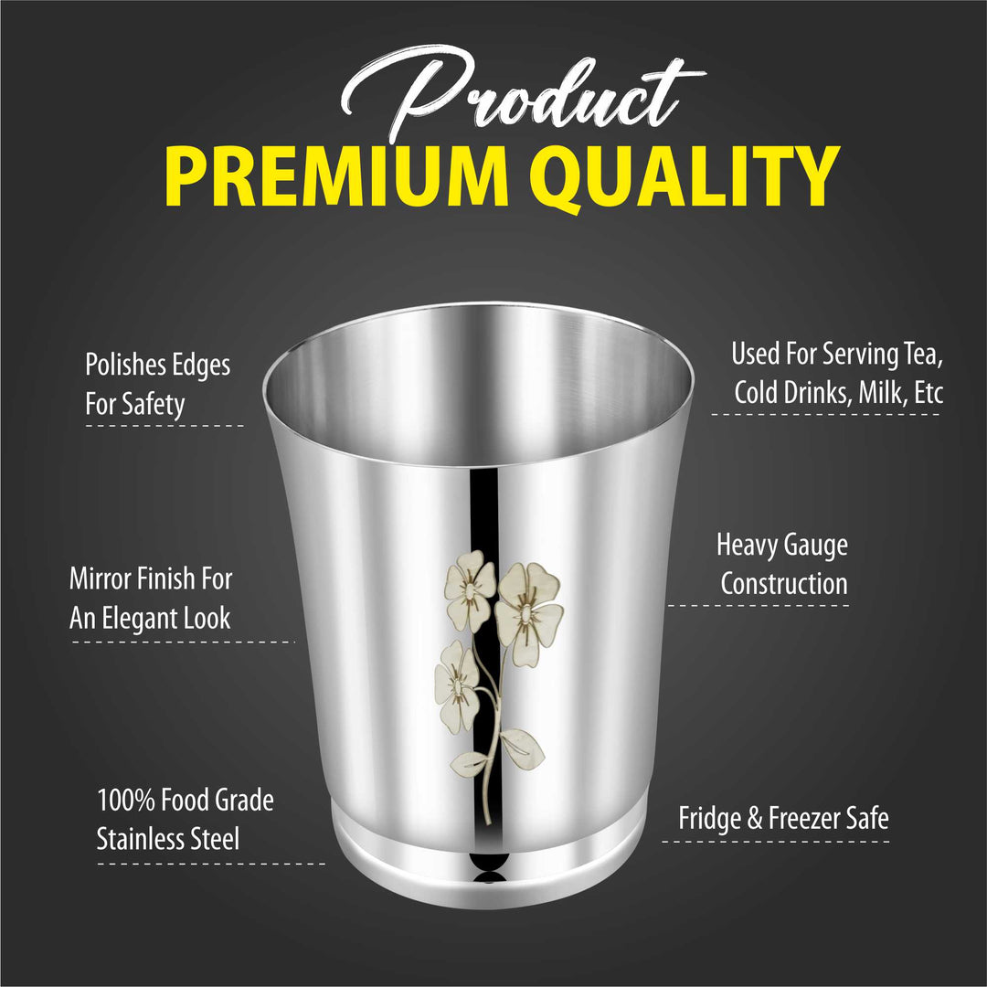 Staybrite Stainless Steel Pari Glass Set of 6 - 300 ml, High Grade Steel