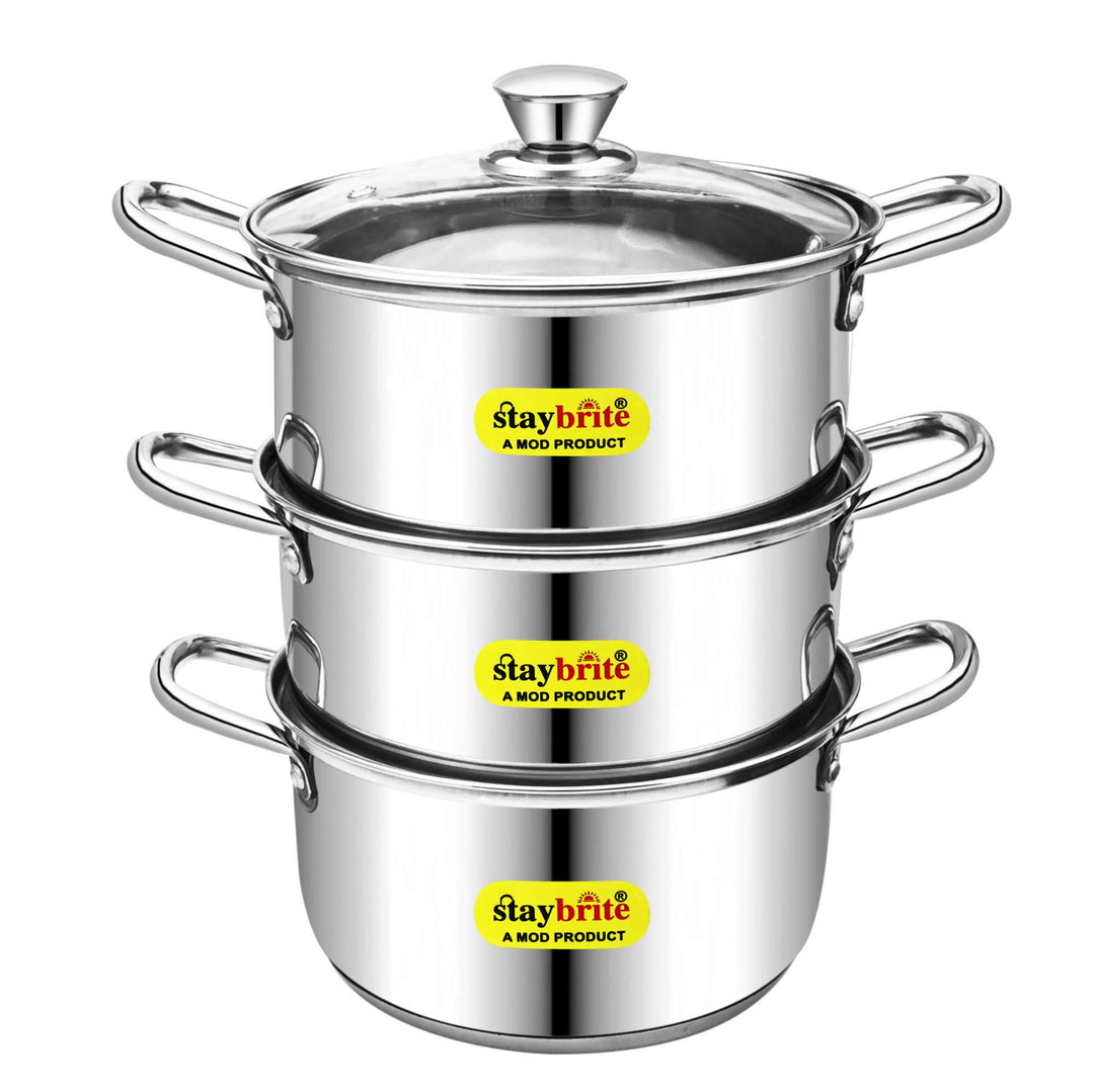 Staybrite Multi - Purpose Stainless Steel Steamer Kadai -20 cm
