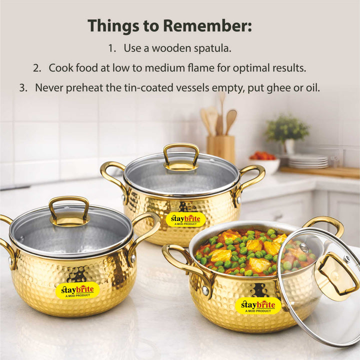 Brass Handi with Transparent Glass Lid | Gas Stove Friendly