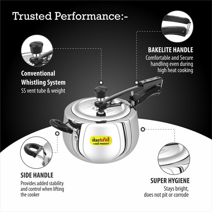 Staybrite Triply Handi Pressure Cooker | Induction &amp; Gas Compatible
