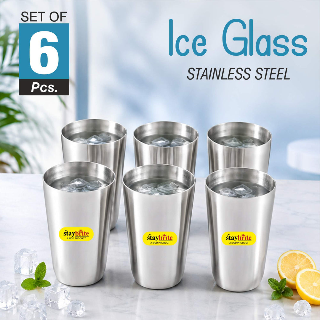 Staybrite Stainless Steel Ice Glass Set of 6 | Durable &amp; Stylish