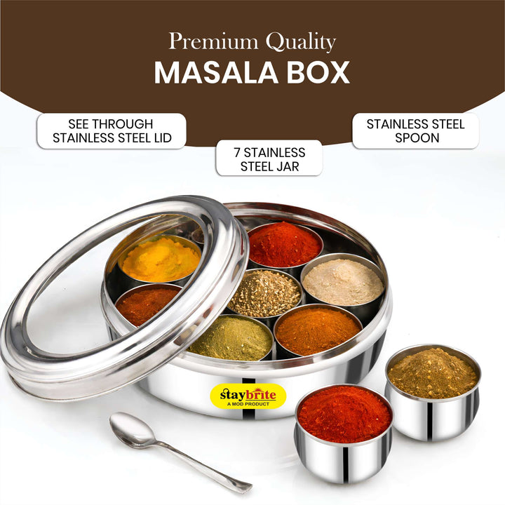 Staybrite Stainless Steel See Through Masala Box | Spice Box for Kitchen