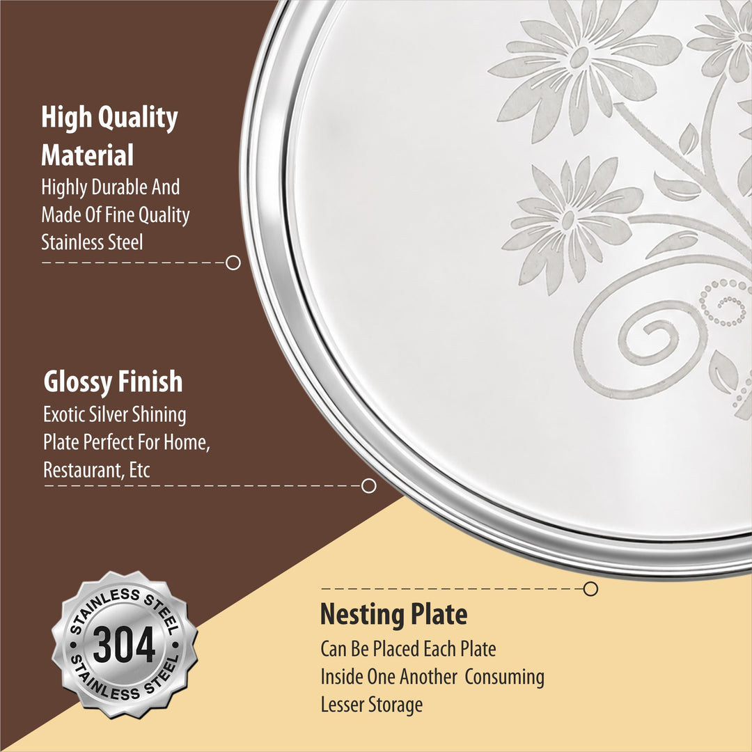 Staybrite Stainless Steel NP Breading Thali Set of 6 | Dinner Thali Set