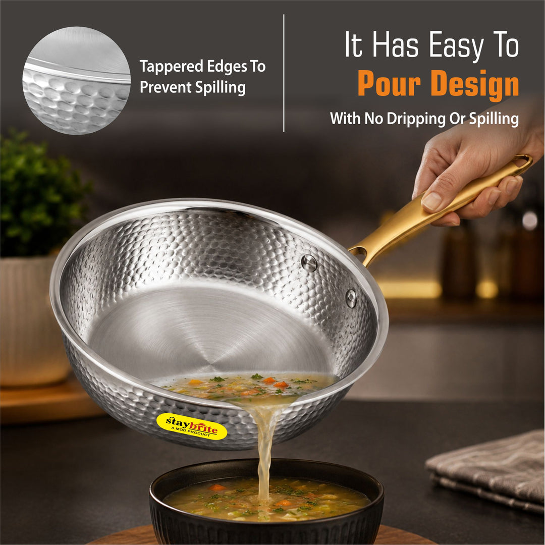 Triply Mathar Frypan – 3-Ply Stainless Steel Fry Pan for Even Heat &amp; Healthy Cooking