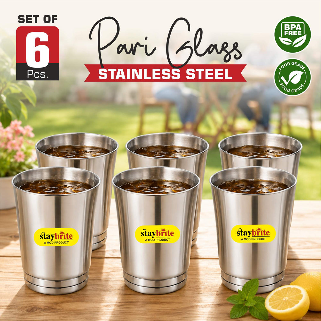 Staybrite Stainless Steel Pari Glass Set of 6, 8 CM - 300 ML, High Grade Steel