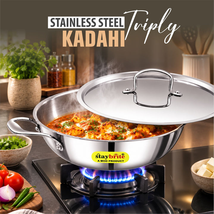 Triply Kadai | 3-Ply Stainless Steel for Even Heat Cooking