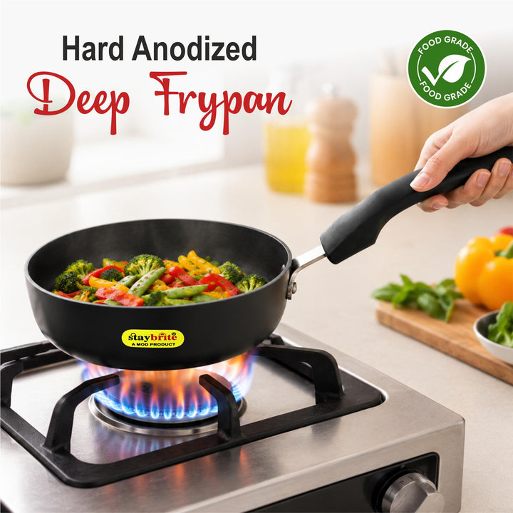Staybrite Hard Anodized Frypan with Lid | Durable Frying Pan