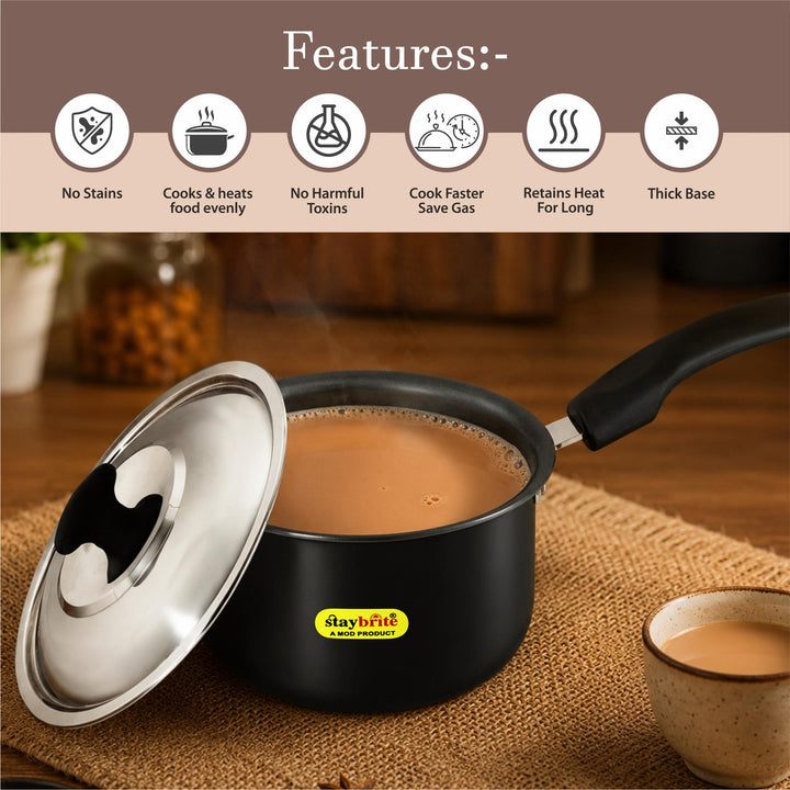 Staybrite Hard Anodized Saucepan | Premium Cooking Pan