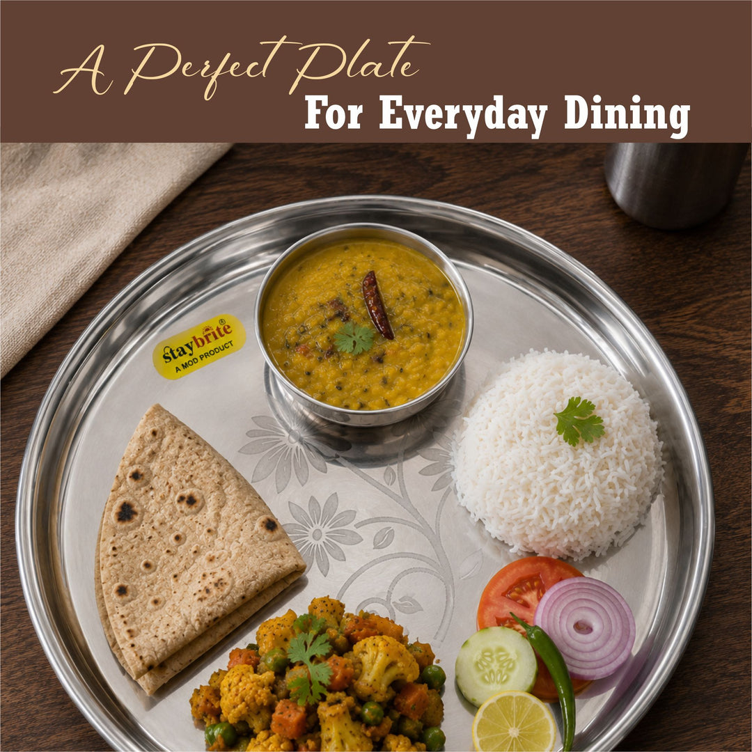 Staybrite Stainless Steel NP Breading Thali Set of 6 | Dinner Thali Set