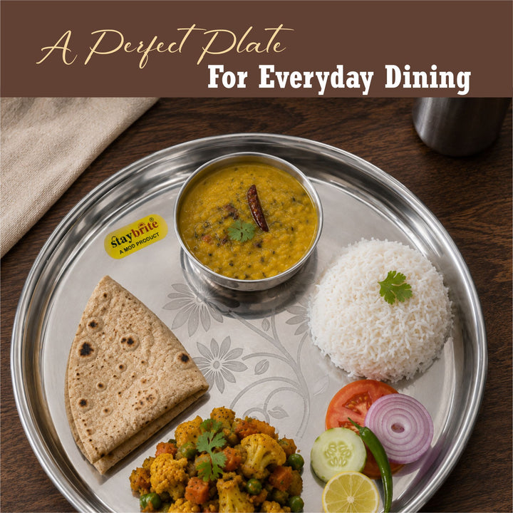 Staybrite Stainless Steel NP Breading Thali Set of 6 | Dinner Thali Set