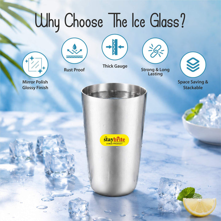 Staybrite Stainless Steel Ice Glass Set of 6 | Durable &amp; Stylish