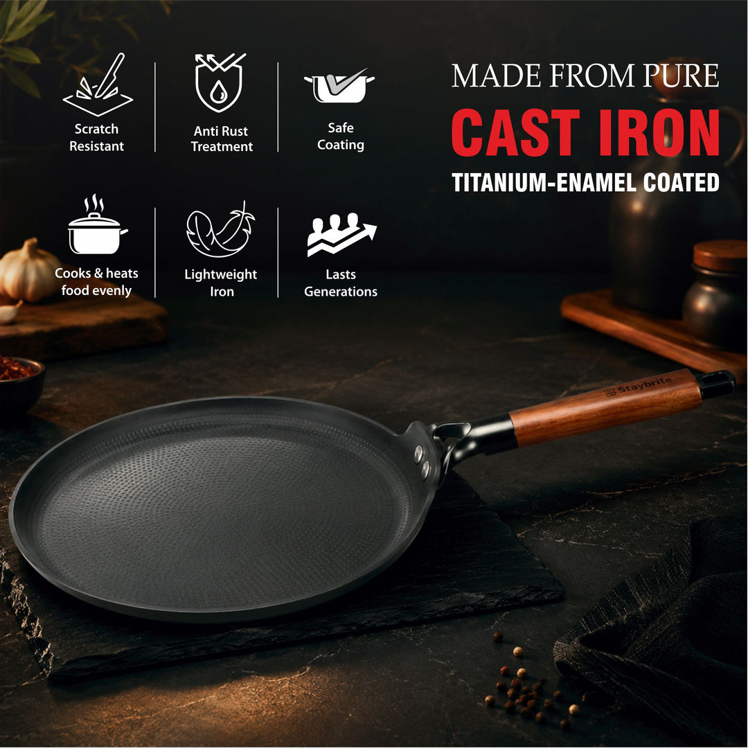 Cast Craft Honeycomb 26 cm Roti Tawa, Durable &amp; Easy Cooking