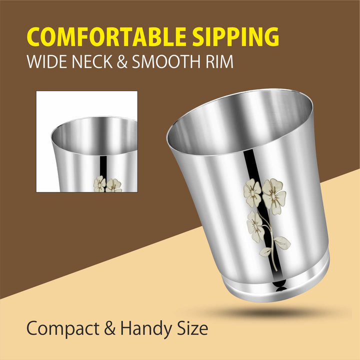 Staybrite Stainless Steel Pari Glass Set of 6 - 300 ml, High Grade Steel