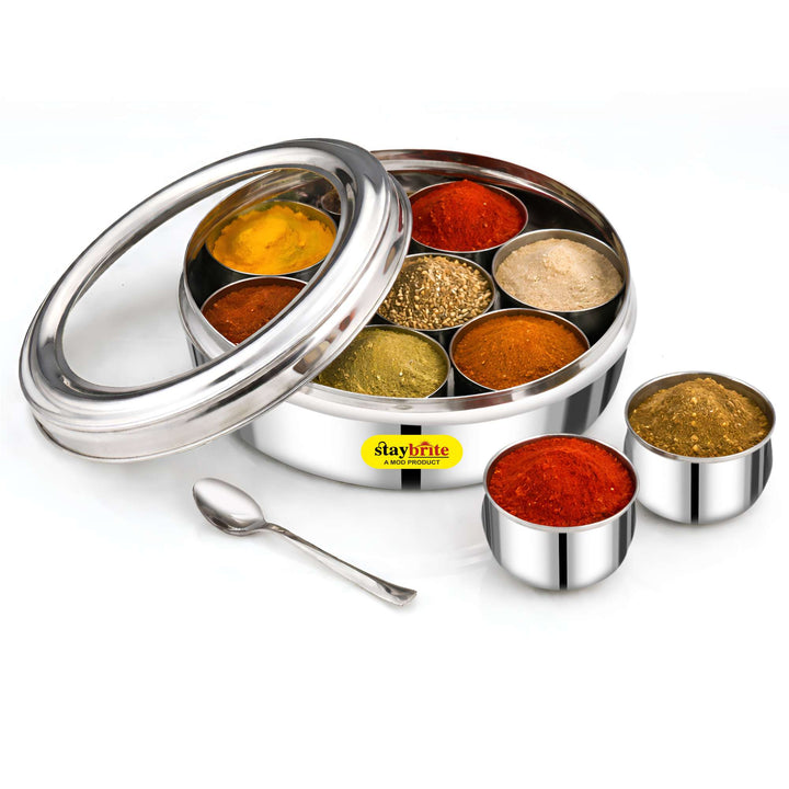 Staybrite Stainless Steel See Through Masala Box | Spice Box for Kitchen