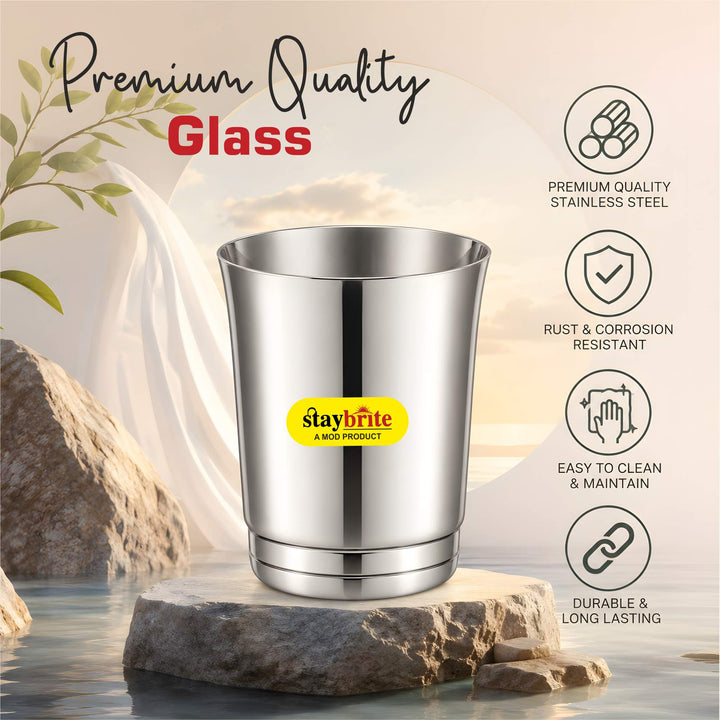 Staybrite Stainless Steel Pari Glass Set of 6, 8 CM - 300 ML, High Grade Steel