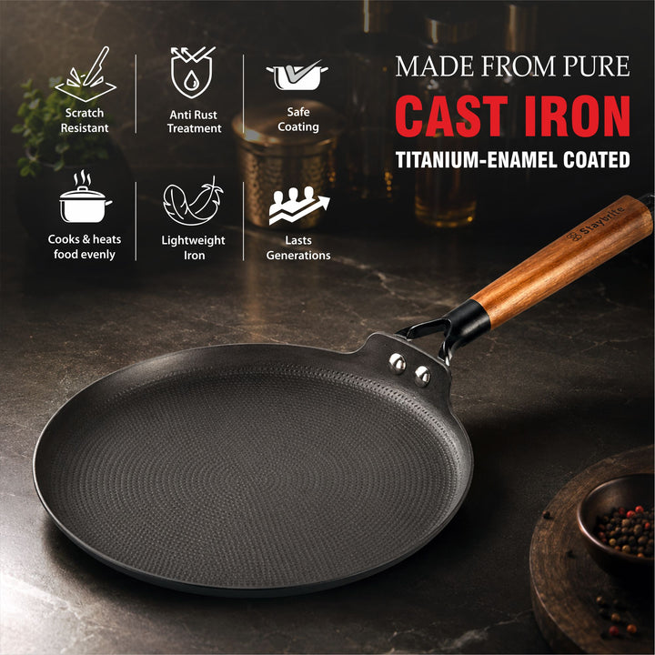 Cast Craft Honeycomb 28 cm Dosa Tawa, Perfect Crispy Dosas Every Time
