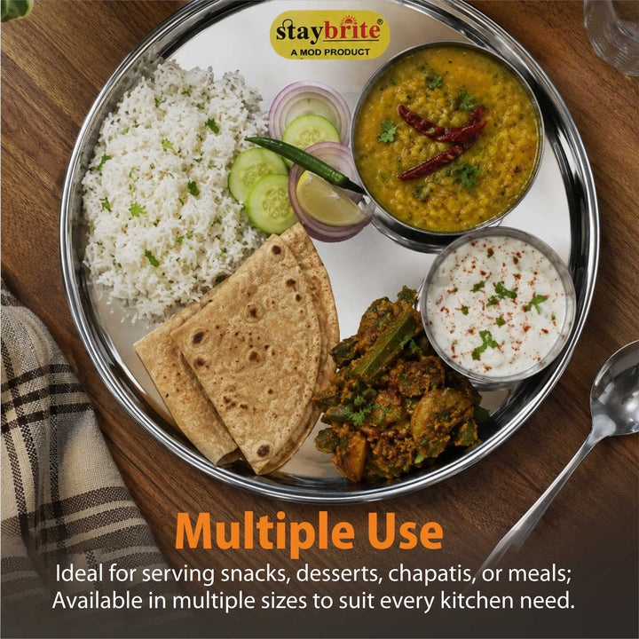 Staybrite Stainless Steel Kanchan Begi Plate Set of 6 | Dinner Plate Set