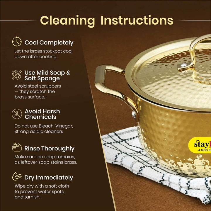 Premium Brass Stock Pot for Home &amp;amp; Professional Kitchens | Staybrite Cookware