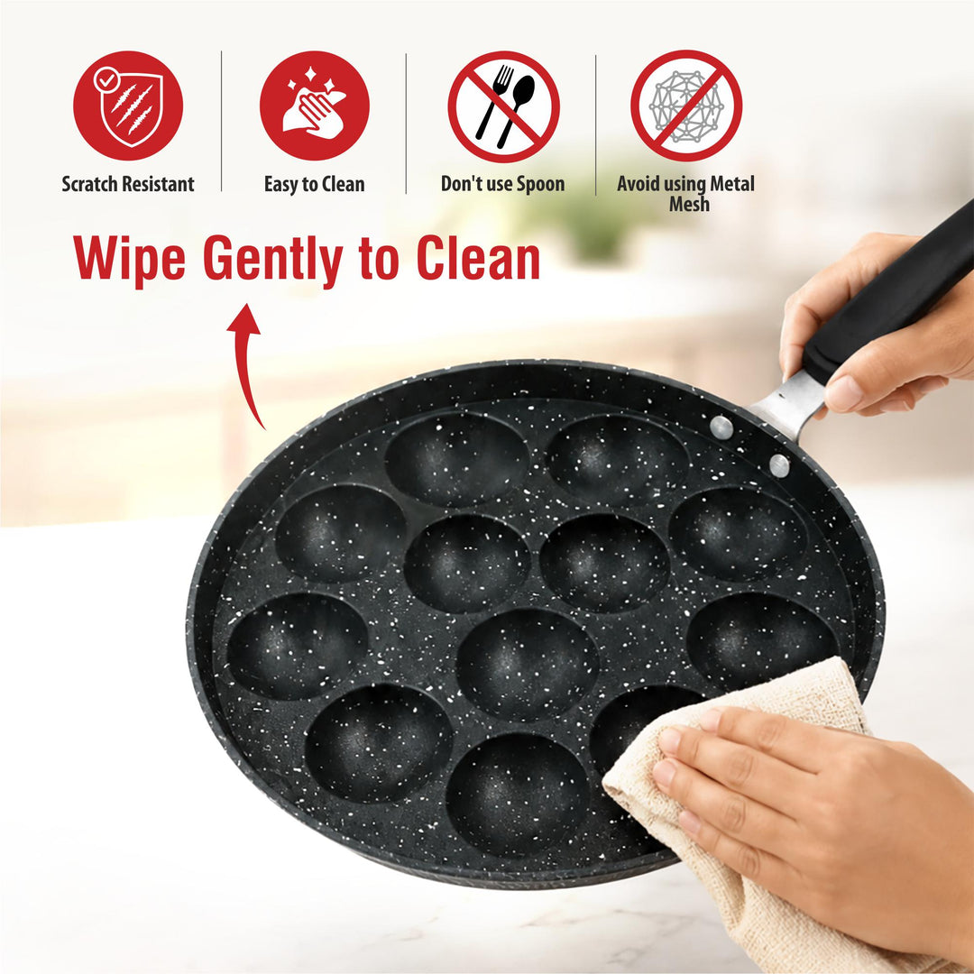 Staybrite Non-Stick Appam Pan with Glass Lid 20 CM | Appam Maker